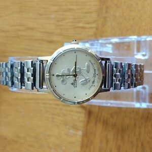 Walt Disney Lorus Mickey Mouse Gold Face Watch with Silver Tone Stretch Band